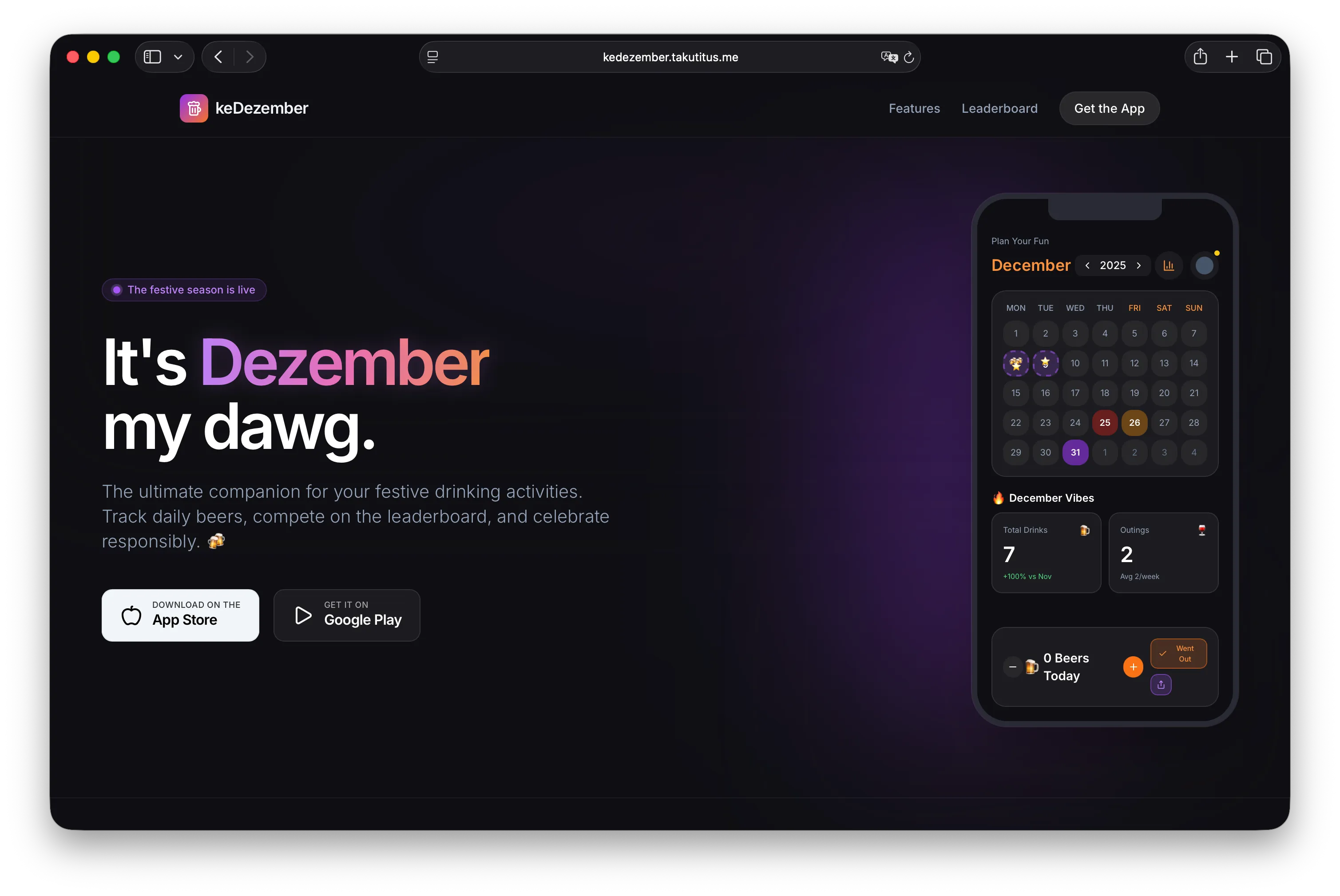 KeDezember: Landing page