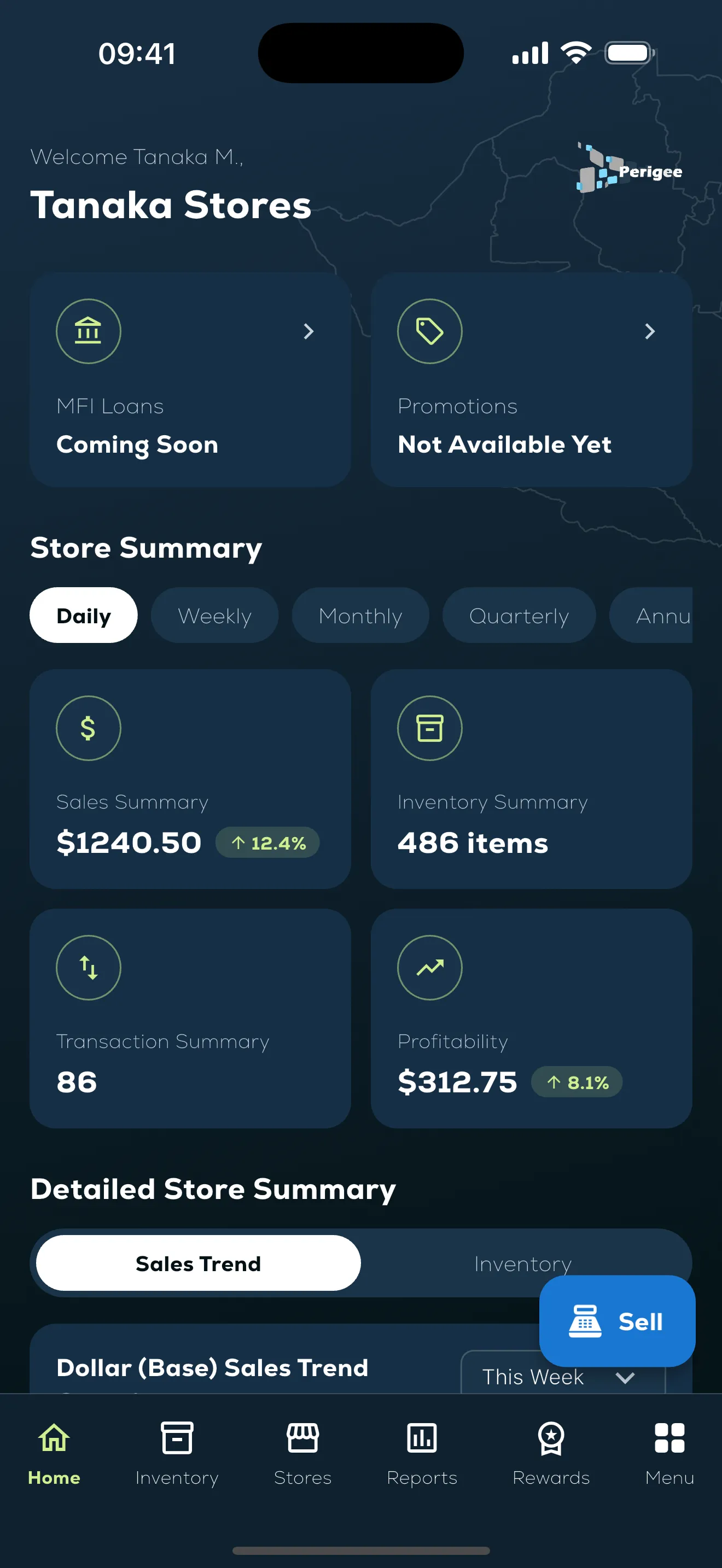 Perigee: Store dashboard